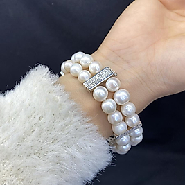 Gümüş aksesuarlı inci bileklik