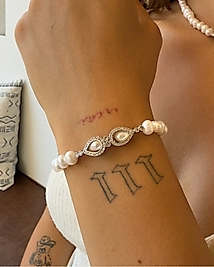 Gümüş Detaylı İnci  Bileklik