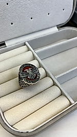 935 AYAR ÇİFT BAŞLI KARTAL  AKİK TAŞLI ERKEK YÜZÜK