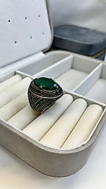 925 AYAR YEŞİL AKİK ERKEK YÜZÜK